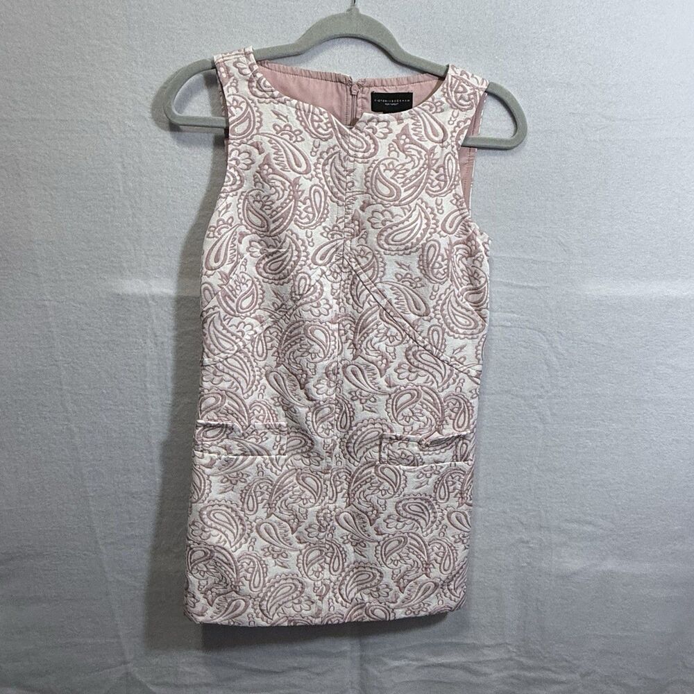 Victoria Beckham x Target Blush Paisley Jacquard Sleeveless Shift Mini Dress XS